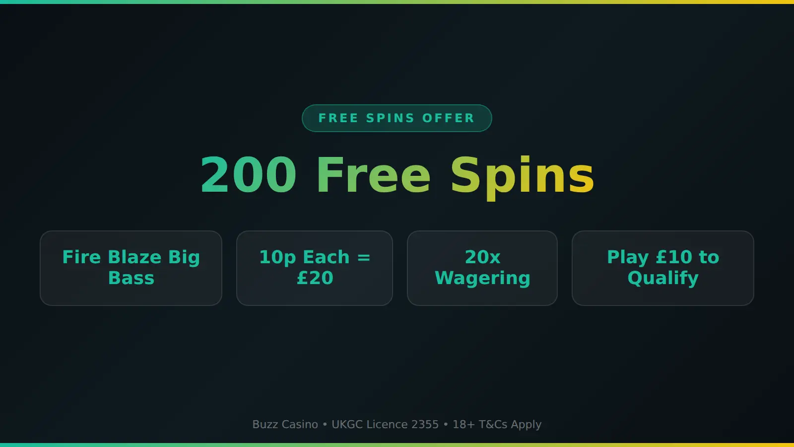 Buzz Casino 200 free spins offer